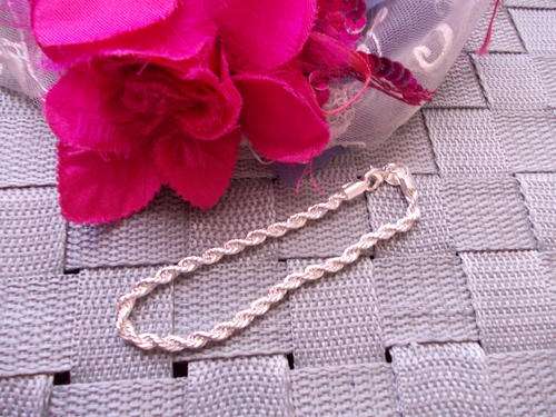 Beautiful 925 Sterling Silver 3mm Twisted Rope Chain Bracelet