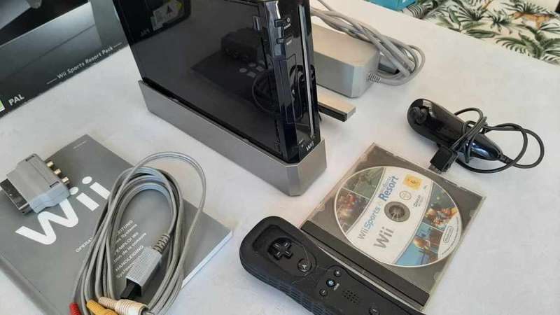 boxed wii console with wii sports and sports resort bundle