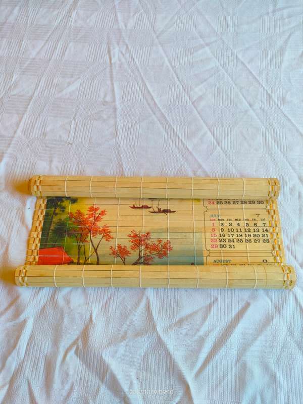 Stunning vintage chinese bamboo 1984 calendar scroll