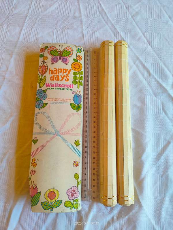 Stunning vintage chinese bamboo 1984 calendar scroll