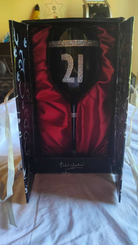 Beautiful high-end 21 birthday gift - hand painted glassware by Tallulah