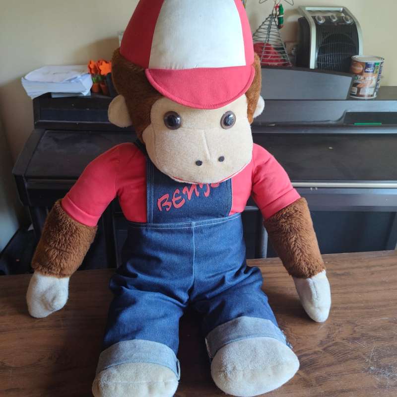 Huge stuffed ape - Benji - looks like Curious George