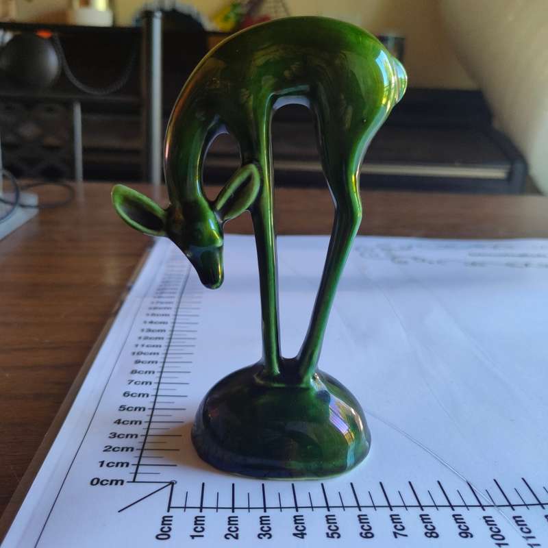 Gorgeous Lucia ware discontinued green ornament of a buck