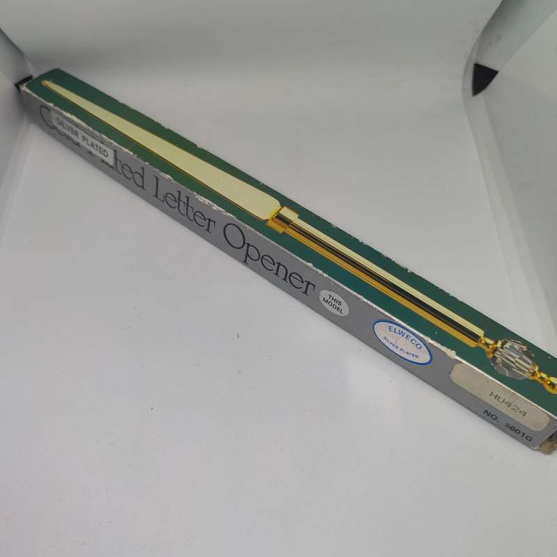 Vintage silverplate Elweco letter opener in original box