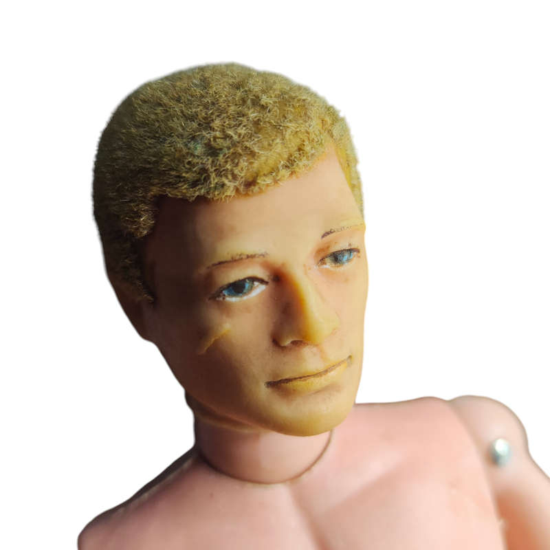 Rare! Vintage 1964 Palitoy Action man figure with flocked hair.