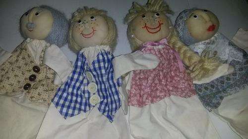 4 Exquisite Handmade Hand Puppets. Bid per doll to take the lot!