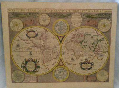 very interesting map on board - nova totius terrarum orbis geographica ac hydrographica tabula