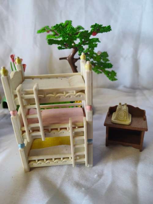 Big lot of original Sylvanian families furniture and outside playset