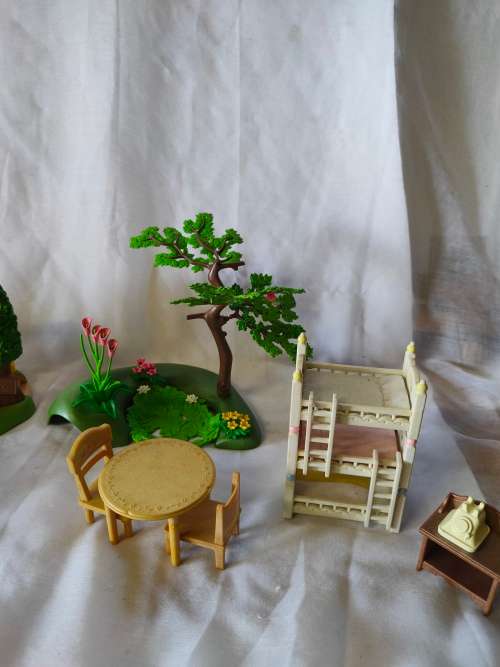 Big lot of original Sylvanian families furniture and outside playset