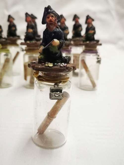 Treasure map bottle guarded by a pirate - bid per bottle