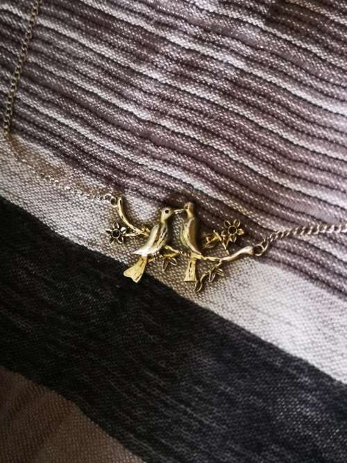 Truly stunning necklace with two birds as pendant