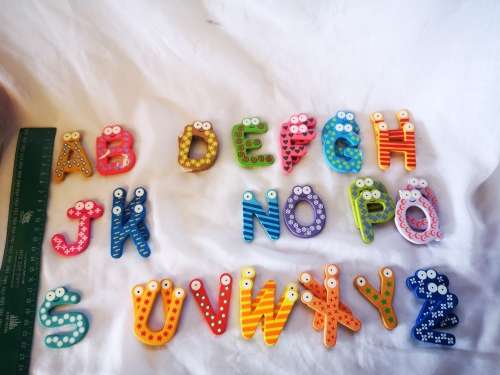 Very colorful wooden alphabet letters