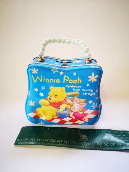 Cutest little tin Winnie the Pooh handbag/savings purse