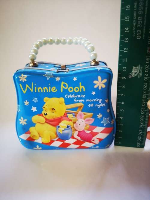 Cutest little tin Winnie the Pooh handbag/savings purse