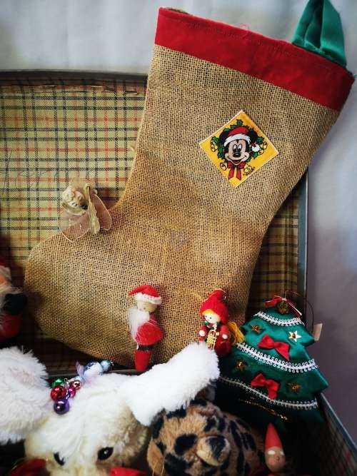 A stunning big lot of vintage Christmas decorations and gifts in a gorgeous vintage case