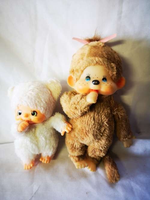 Two vintage Monchhichi (Sekiguchi) monkeys