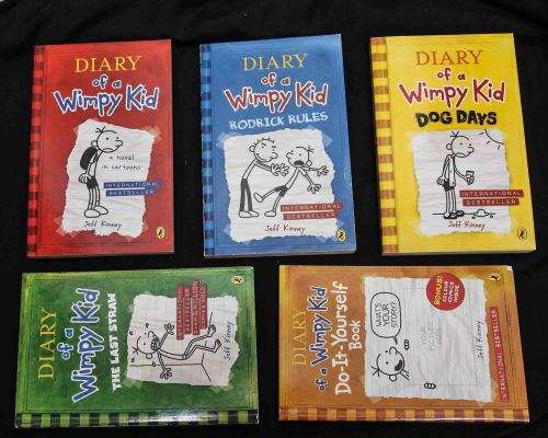 DIARY OF A WIMPY KID x 5 ... BOX SET  SOFT COVER IN EXCELLENT CONDITION