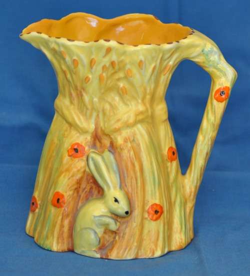 Art Deco Burleigh Ware Harvest Jug in Yellow with Rabbit