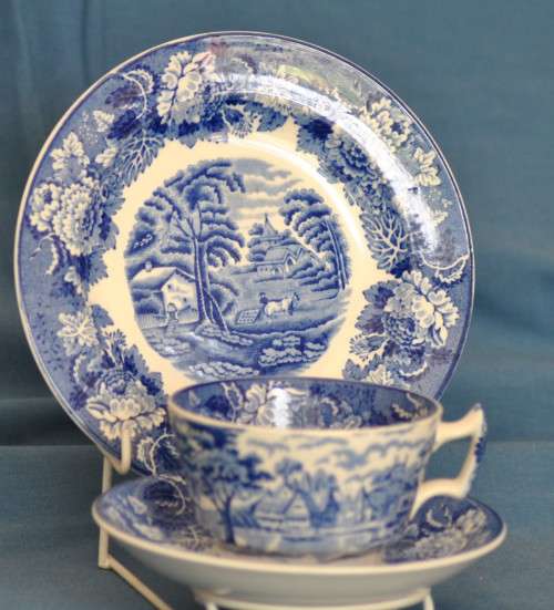 Woods Ware Blue and White Tea Trio