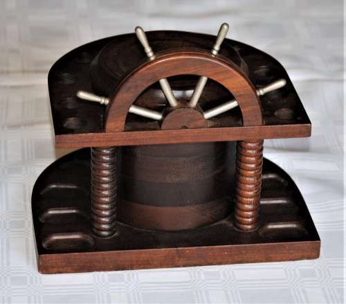 Vintage Nautical Theme Imbua Pipe Stand with Tobacco Jar