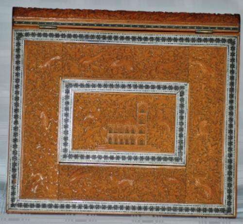 19th century Anglo Indian carved wood and Sadeli work Book Cover