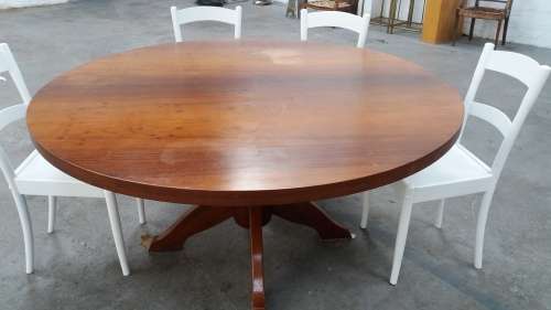 Vintage timber and veneer dining table 1500 diameter