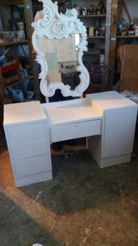 Dressing table washed , sanded and painted with off white Velvaglo
