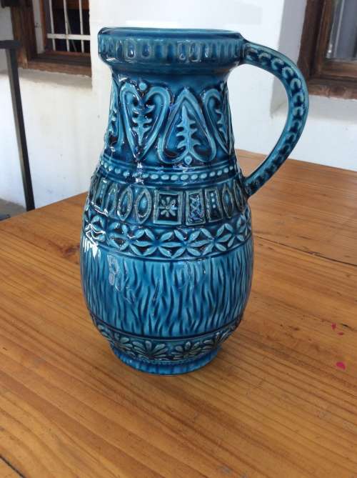 Blue Vintage Jug/ vase with gorgeous Embossing
