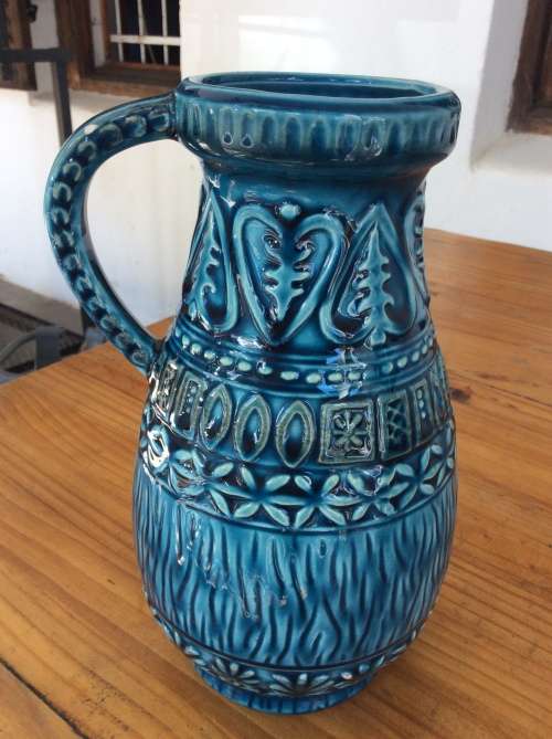 Blue Vintage Jug/ vase with gorgeous Embossing