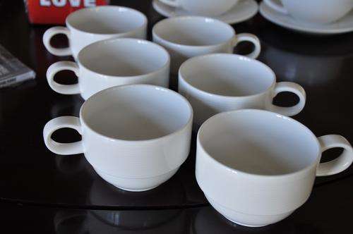 Set of 6 Porcelain Coffee Cups - Stackable - Leela Baralee