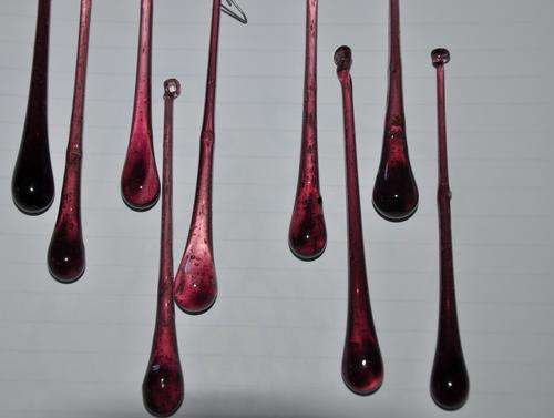 Handblown Purple Glass Drops - Set of 16