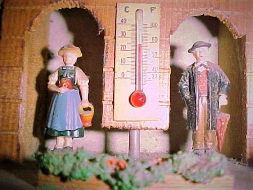 Old German Made Weather House & Clock
