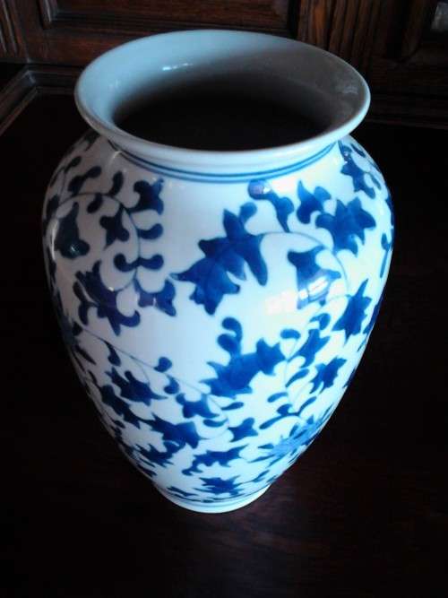 Blue and White Pair of Pattern Vases