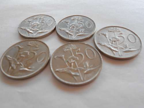 5 x South african fifty cents