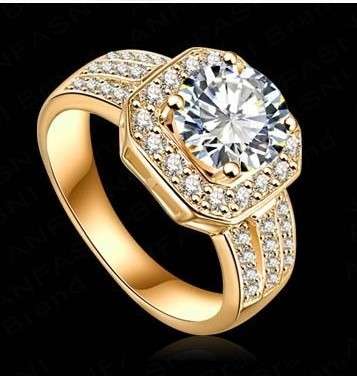 Stunning!!! 18K Gold Plated Micro Inlay AAA Cubic Zircon Ring   Size 7
