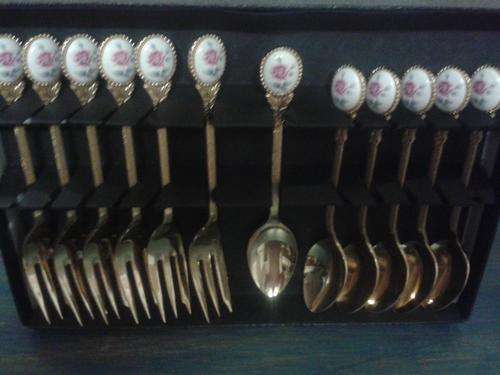 beautiful 24k gold plated spoon and fork set