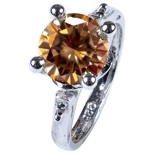 2.78 ct VVS1/BROWN REAL MOISSANITE & NATURAL BLACK DIAMOND.925 SILVER