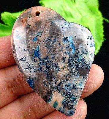 Beautiful unique grey blue heart Crazy Lace Agate
