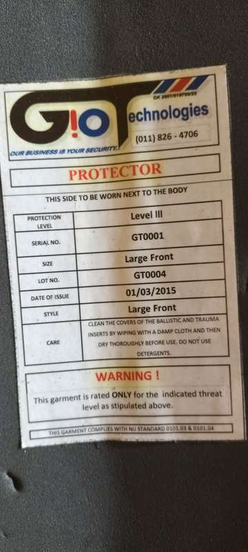 Bullet proof vest