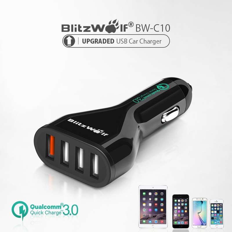 BlitzWolf® BW-C10 QC3.0 54W USB Car Charger with Power3S and Quick Charge 3.0