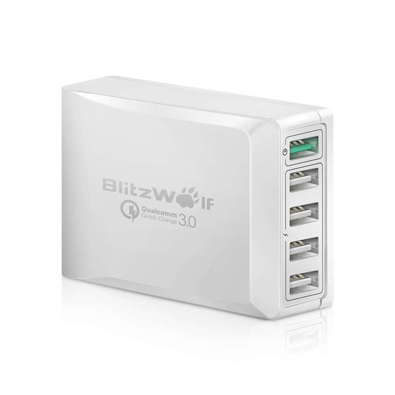BlitzWolf® BW-S7 QC3.0 40W Smart 5-Ports High Speed Desktop USB Charger Adapter (Qualcomm Certified)