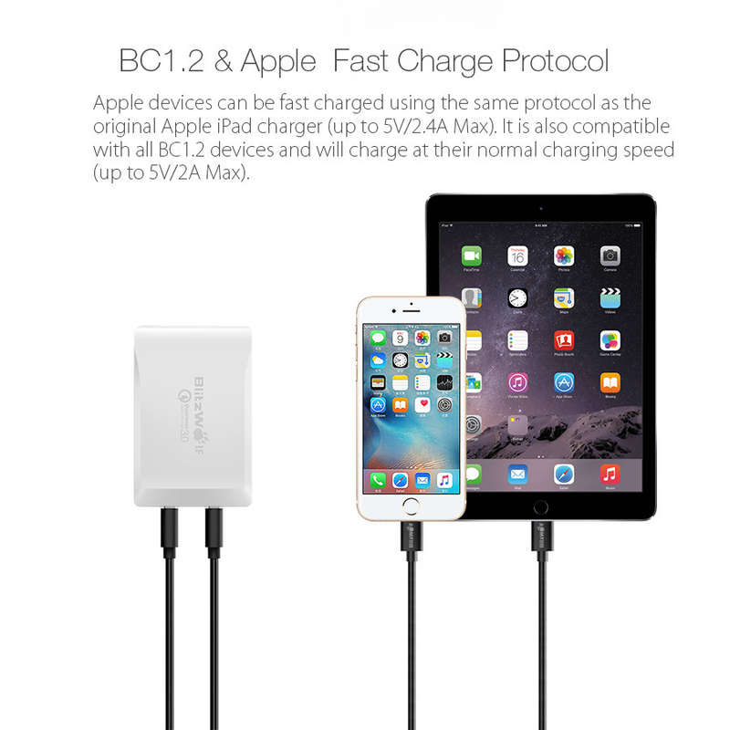 BlitzWolf® BW-S7 QC3.0 40W Smart 5-Ports High Speed Desktop USB Charger Adapter (Qualcomm Certified)
