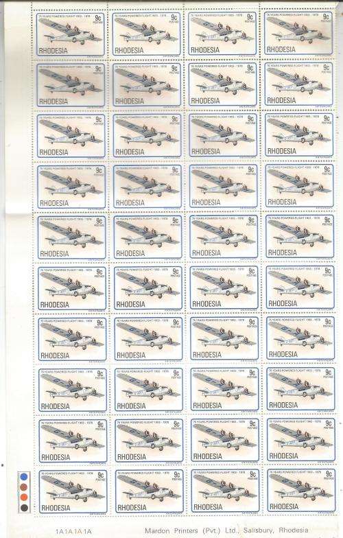RHODESIA  UN MOUNTED MINT    SHEET FOLDED MIXED CON.