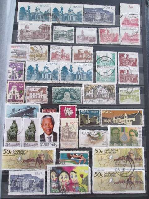 PAGE OF PREVIOUSLYHINGED STAMPS-RSA SOUTH AFRICA