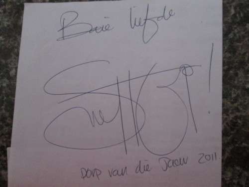 AFRIKAANS SINGER AUTOGRAPH SNOT KOP ON PAPER