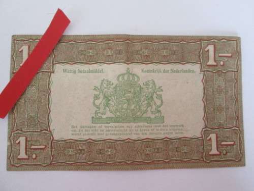 LOVELY OLD DUTCH BANK NOTE- ZILVERBON-GROOT EEN GULDEN- 1938/ NO.84623