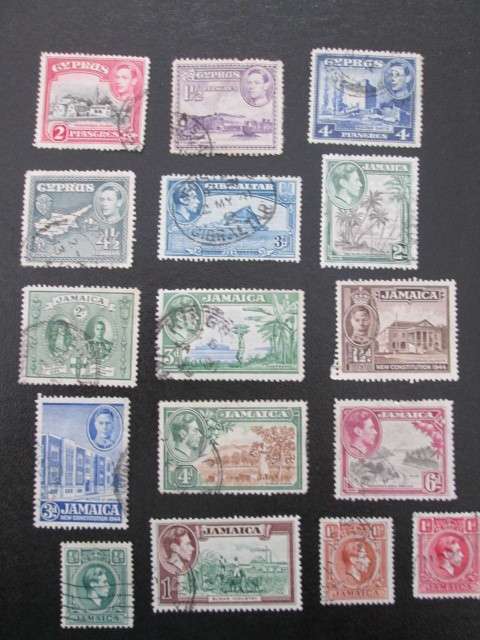 GEORGE VI 1938, JAMAICA, CYPRUS AND GIBRALTAR USED PREVIOUSLY HINGED
