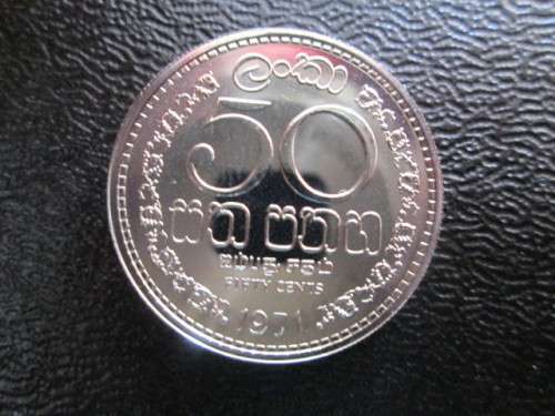 LOVELY UNCIRCULATED 50c COIN HALF A RUPEE SRILANKA/CEYLON
