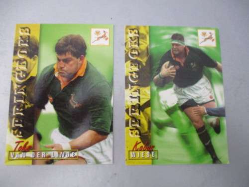 SPRINGBOK -  RUGBY 2 TRADING CARDS - TOKS VAN DER LINDE & KOBUS WIESE