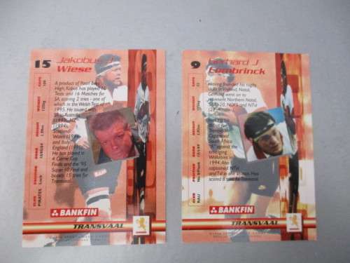 TRANSVAAL / GOLDEN LIONS - 2 TRADING CARDS-GERHARD COMBRINCK & KOBUS WIESE